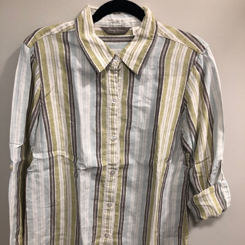Women Tommy Bahama Linen Button 8
